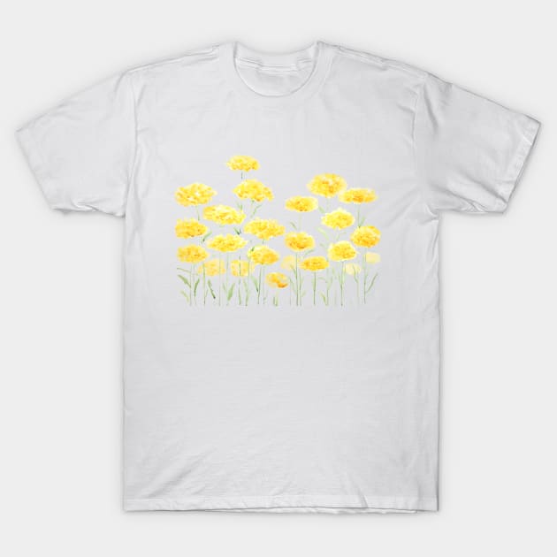 abstract yellow common yarrow flowers watercolor horizontal T-Shirt by colorandcolor